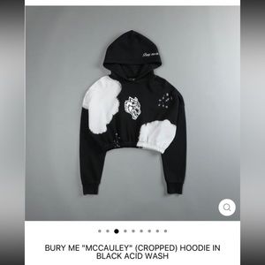 Darc Sport BURY ME MCCAULEY CROPPED HOODIE IN BLACK ACID WASH